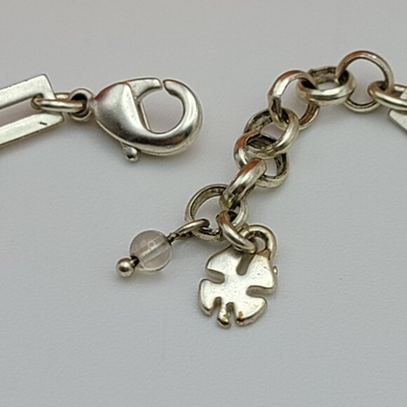 Lucky Brand Silver Tone Green Teardrop Crystal Charm Bracelet/Anklet 9" Adj. - Picture 6 of 8